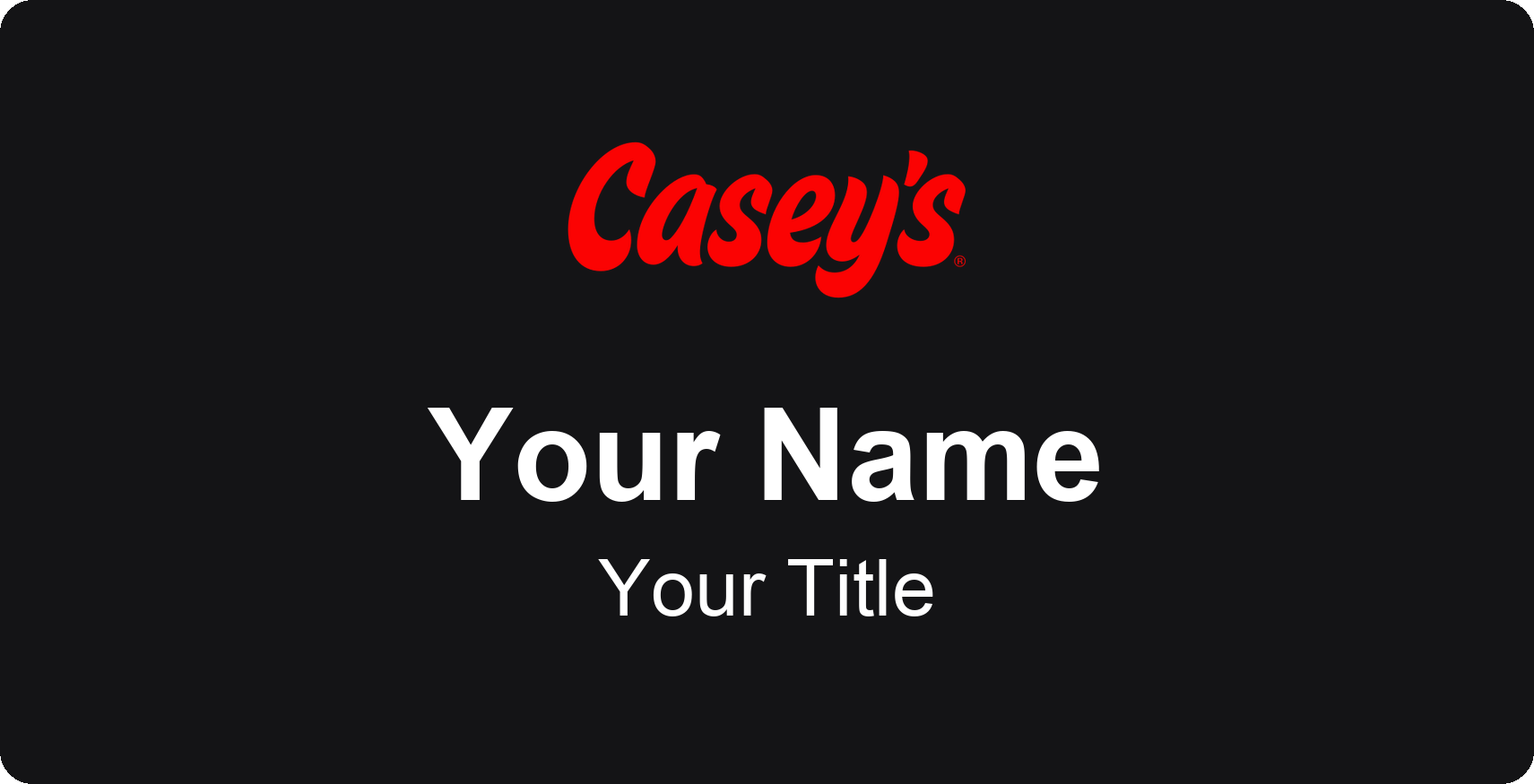 Casey's Name Badge, Black, No Border 3" × 1.5"