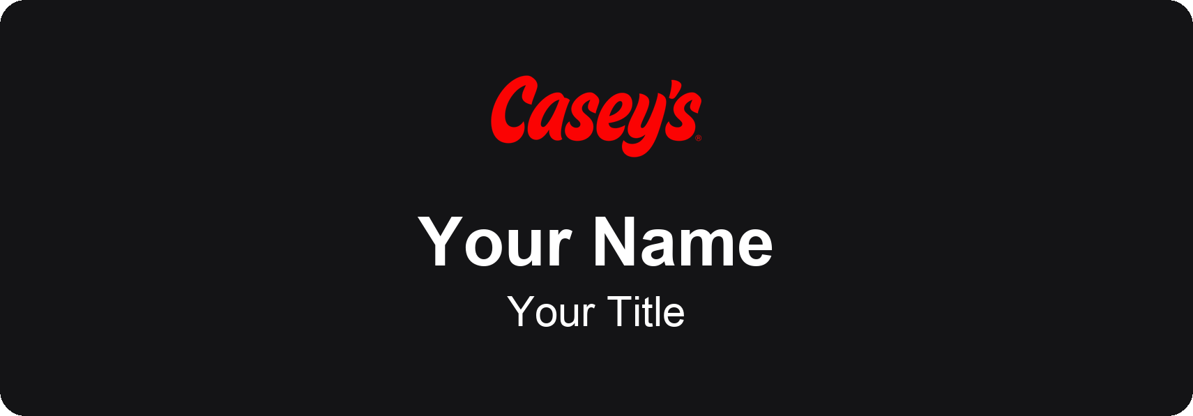 Casey's Name Badge, Black, No Border 3" × 1"