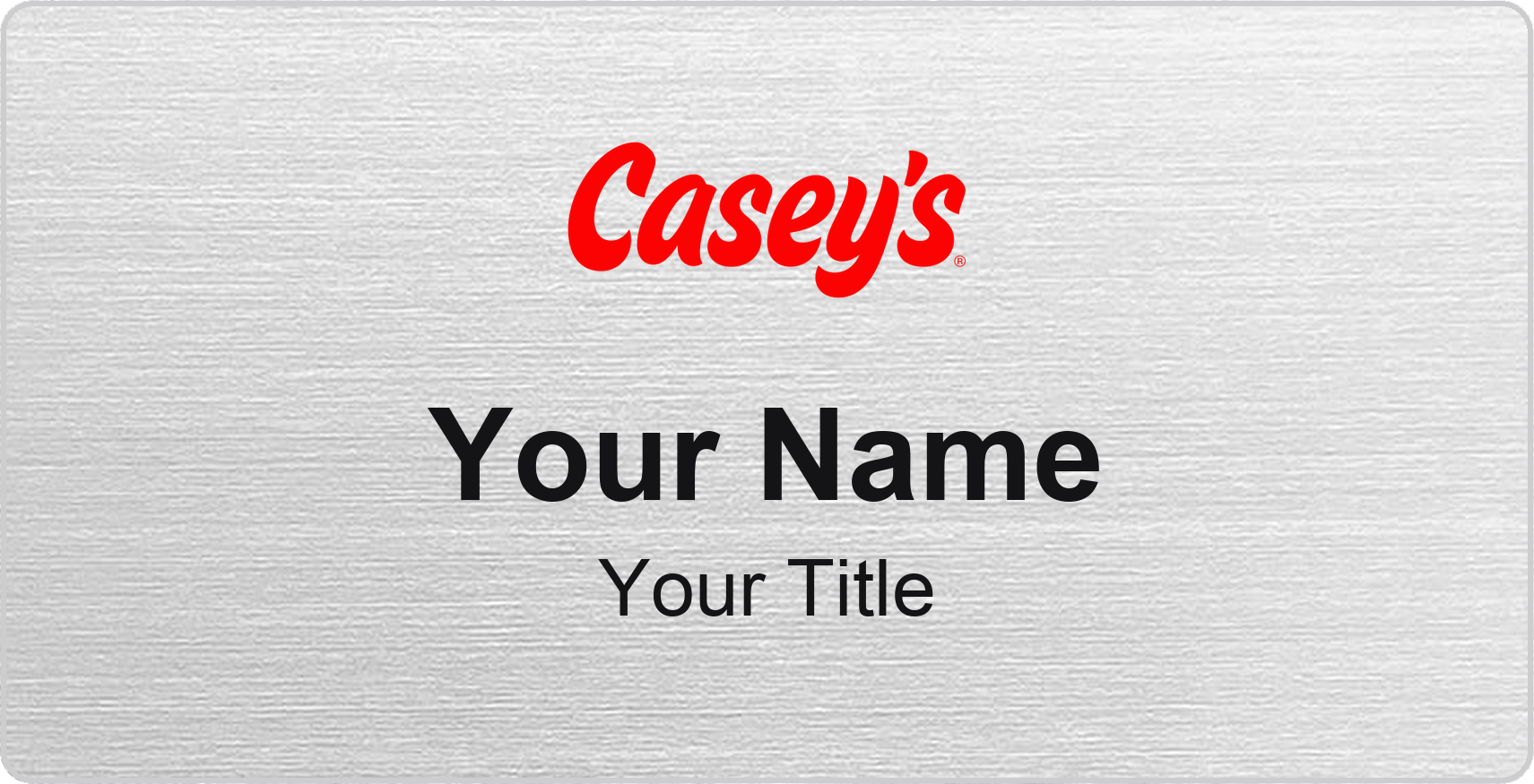 Casey's Name Badge, Silver Metallic, No Border 3" × 1.5"