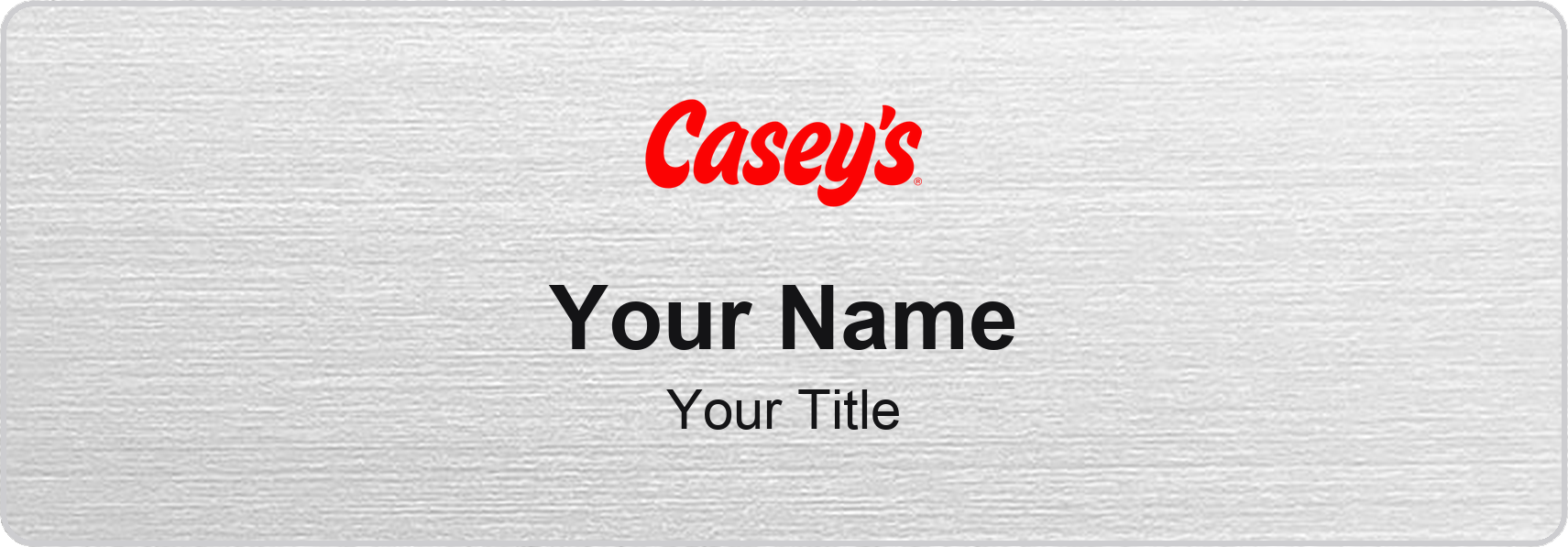 Casey's Name Badge, Silver Metallic, No Border 3" × 1"