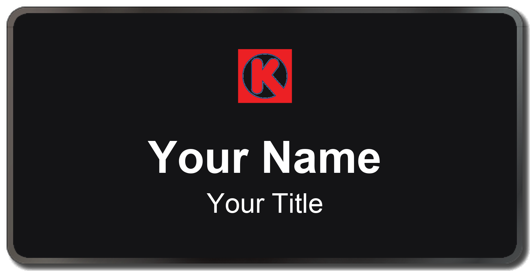Circle K Name Badge, Black, Black Border 3" × 1.5"