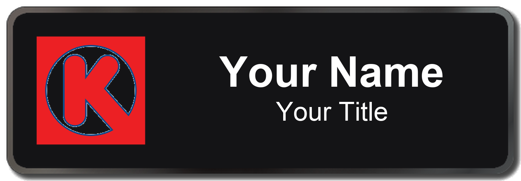 Circle K Name Badge, Black, Black Border 3" × 1"