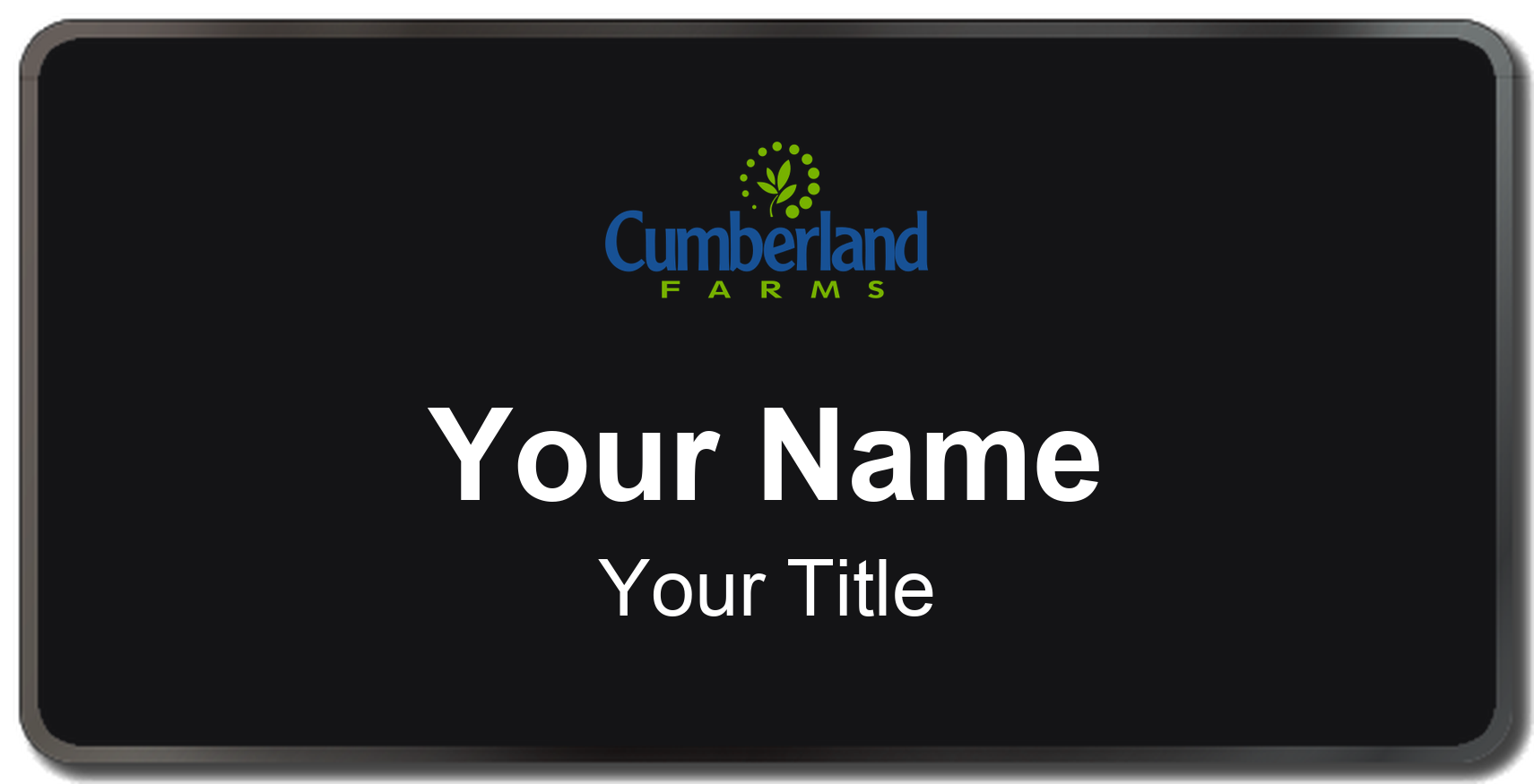 Cumberland Farms Name Badge, Black, Black Border 3" × 1.5"