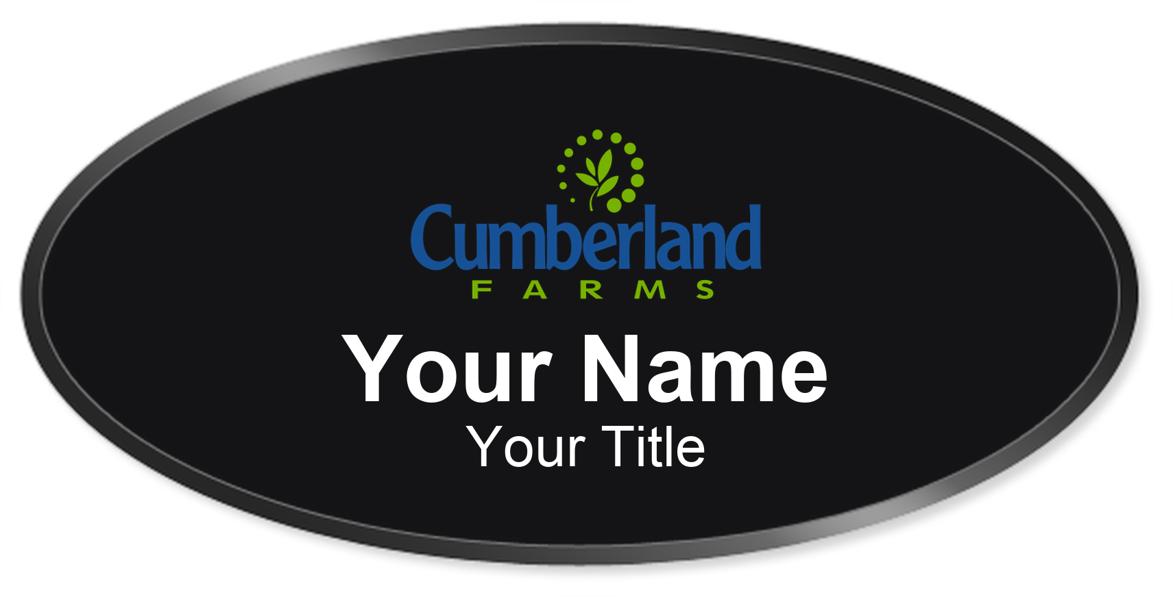 Cumberland Farms Name Badge, Black, Black Border Oval 3" × 1.5"