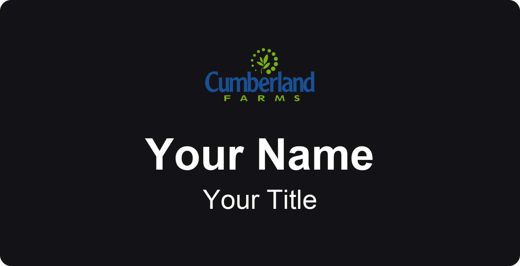 Cumberland Farms Name Badge, Black, No Border 3" × 1.5"