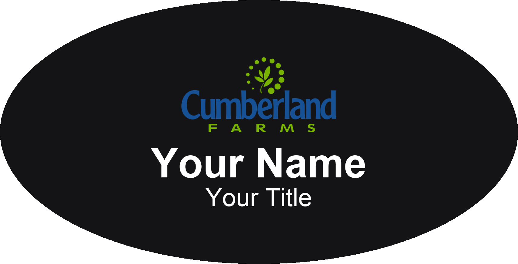 Cumberland Farms Name Badge, Black, No Border Oval 3" × 1.5"