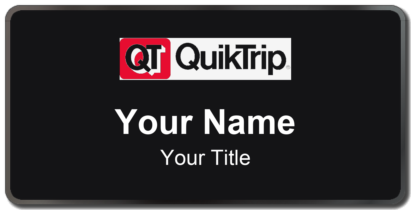 QuikTrip Name Badge, Black, Black Border 3" × 1.5"