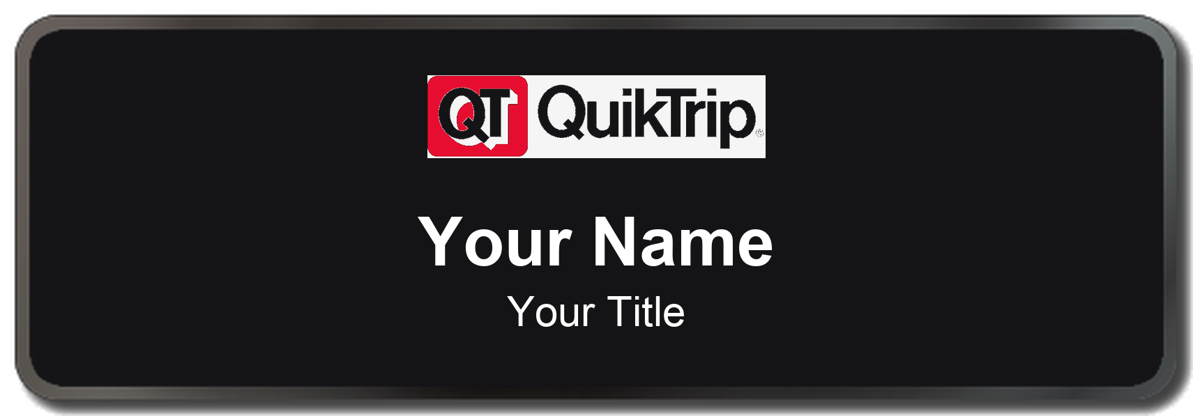 QuikTrip Name Badge, Black, Black Border 3" × 1"