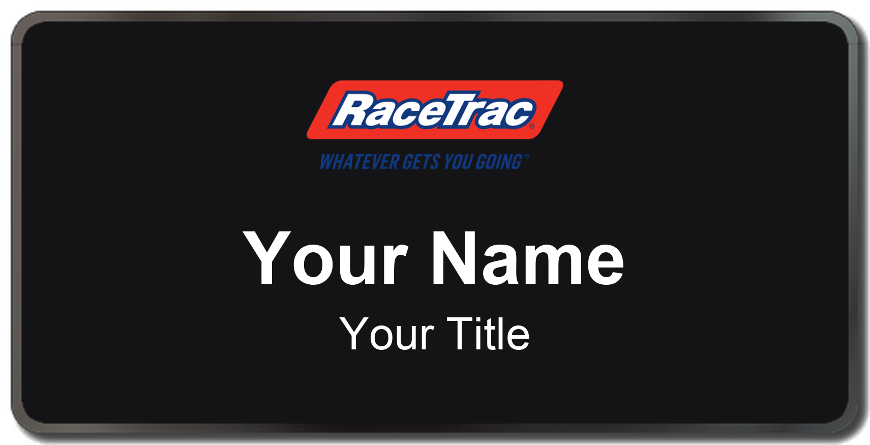 RaceTrac Name Badge, Black, Black Border 3" × 1.5"