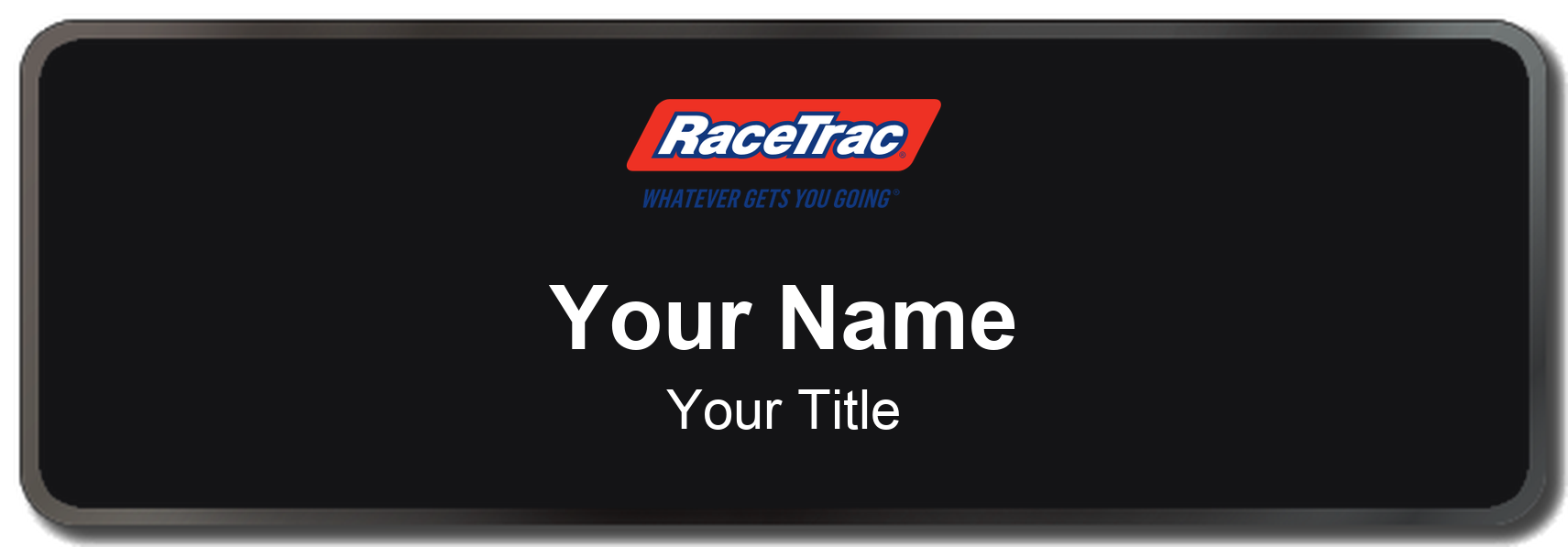 RaceTrac Name Badge, Black, Black Border 3" × 1"