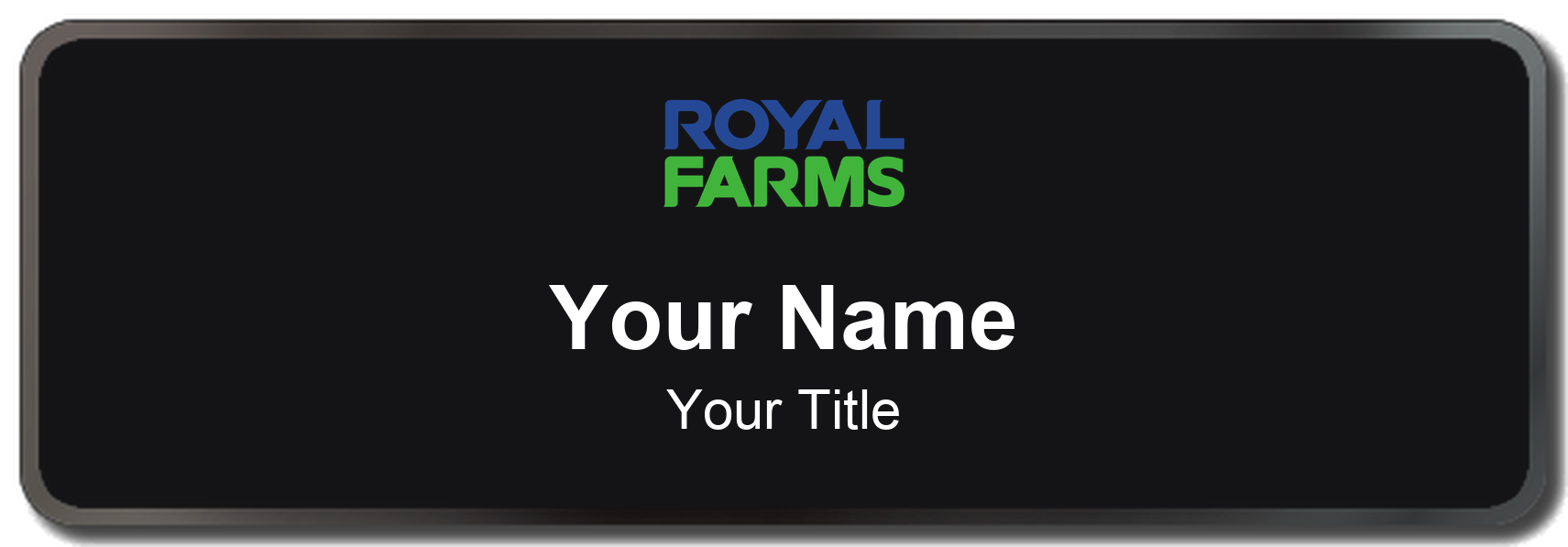 Royal Farms Name Badge, Black, Black Border 3" × 1"