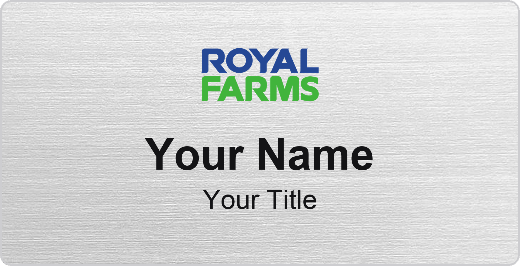 Royal Farms Name Badge, Silver Metallic, No Border 3" × 1.5"