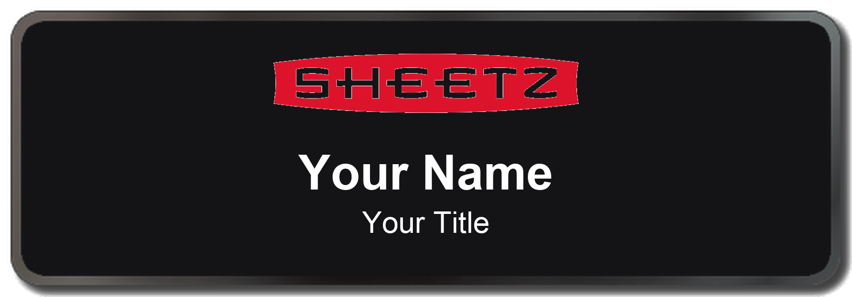 Sheetz Name Badge, Black, Black Border 3" × 1"