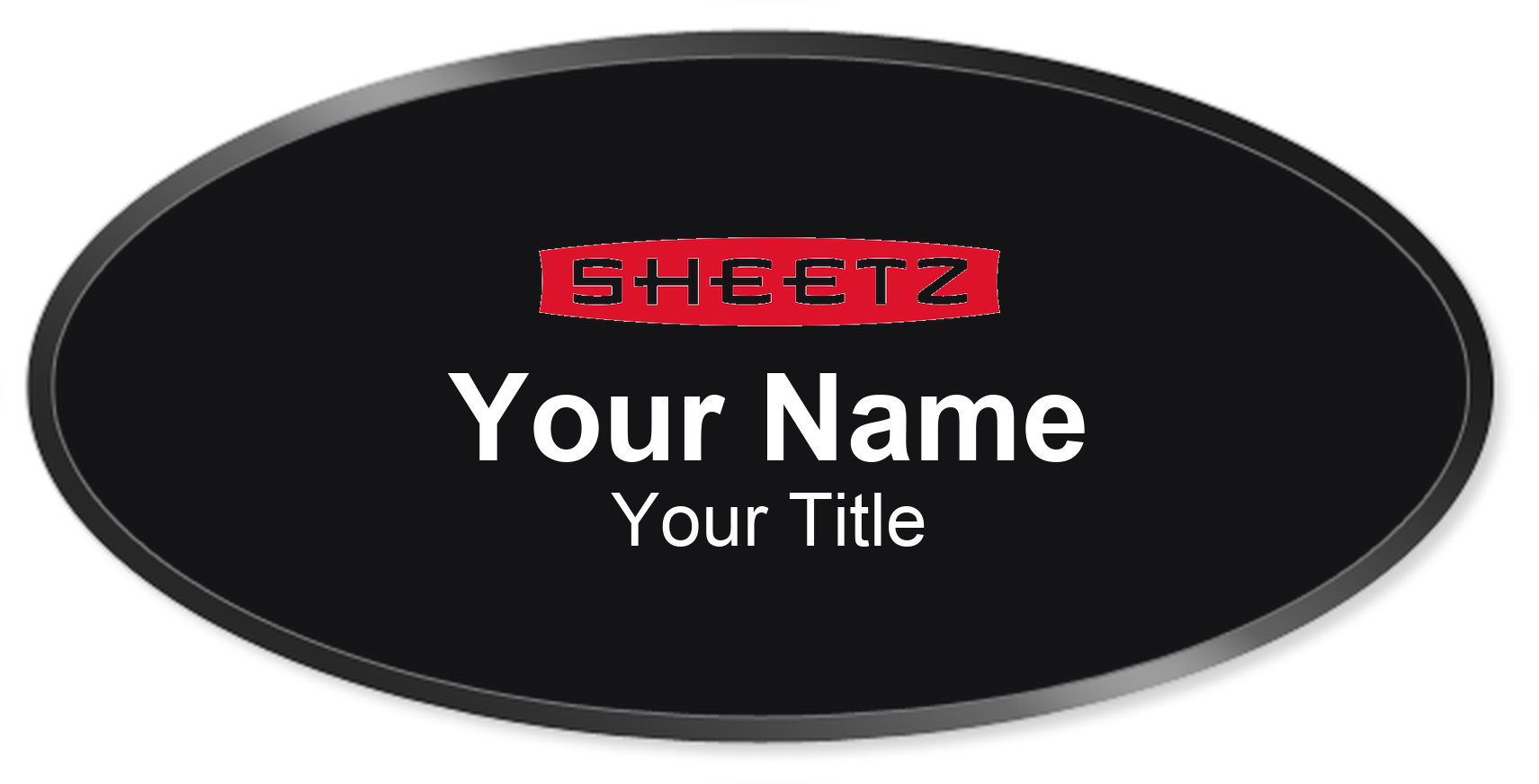 Sheetz Name Badge, Black, Black Border Oval 3" × 1.5"