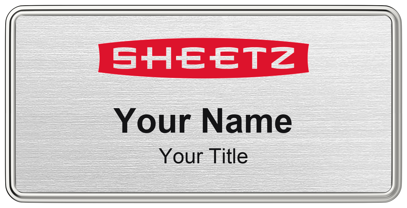 Sheetz Name Badge, Silver Metallic, Silver Border 3" × 1.5"