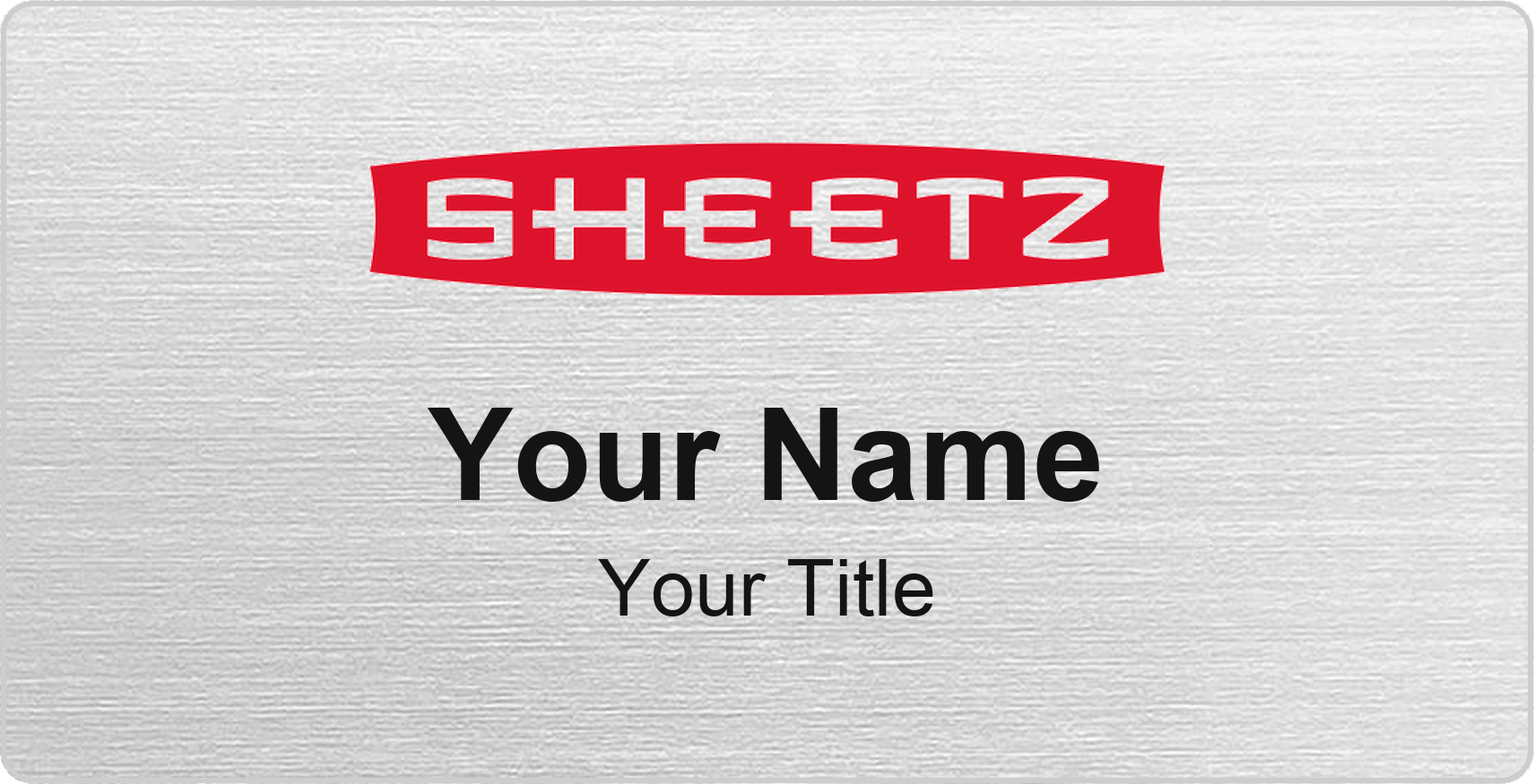Sheetz Name Badge, Silver Metallic, No Border 3" × 1.5"
