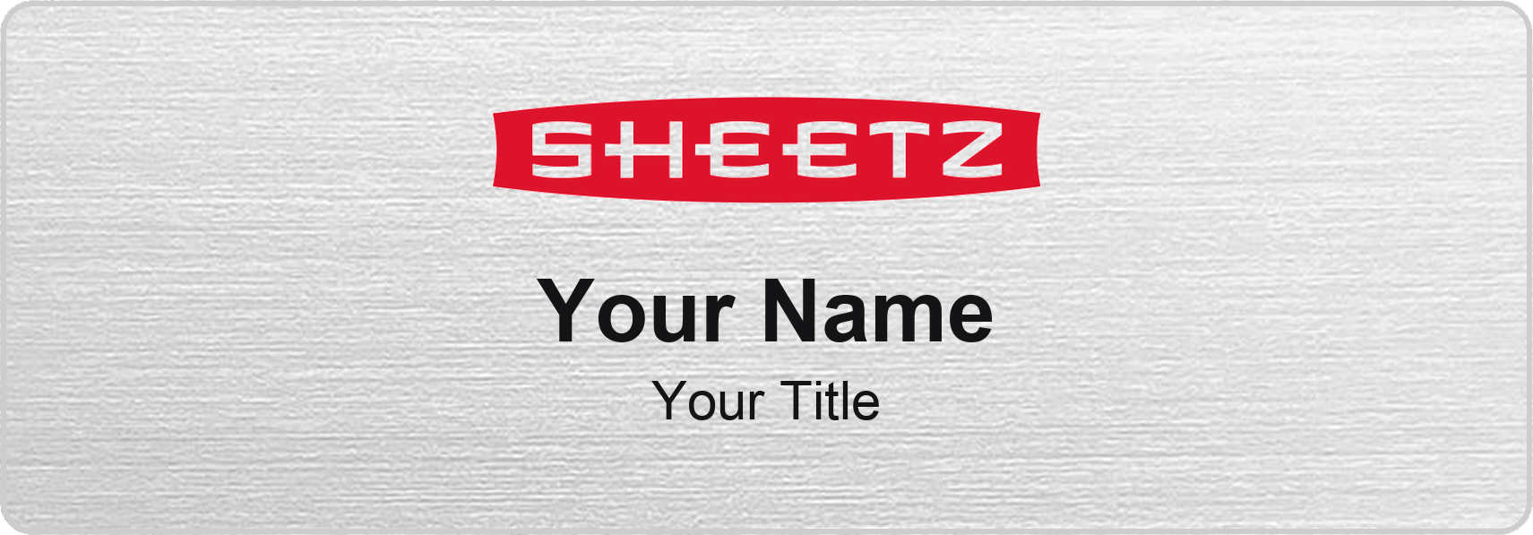 Sheetz Name Badge, Silver Metallic, No Border 3" × 1"
