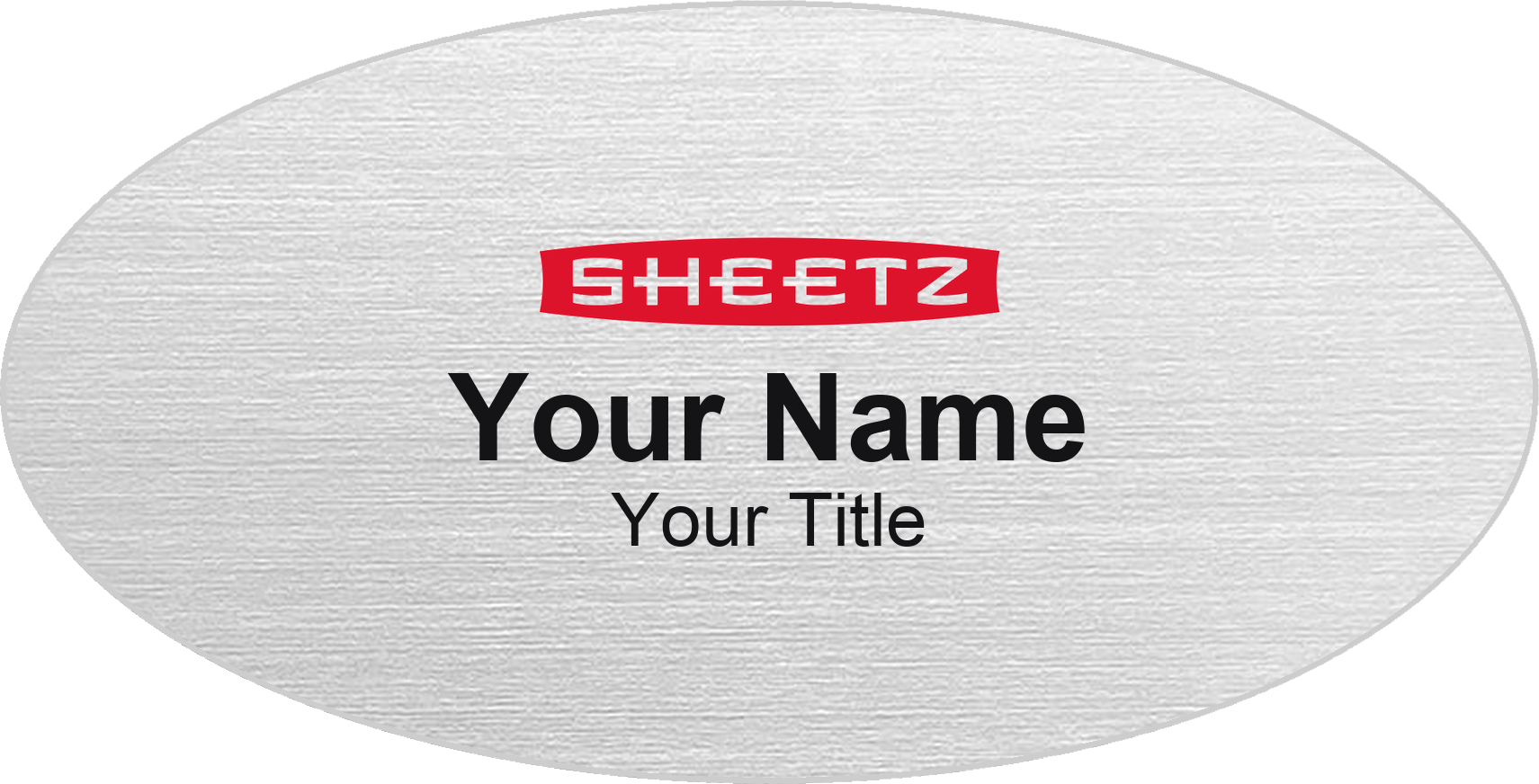 Sheetz Name Badge, Silver Metallic, No Border Oval 3" × 1.5"