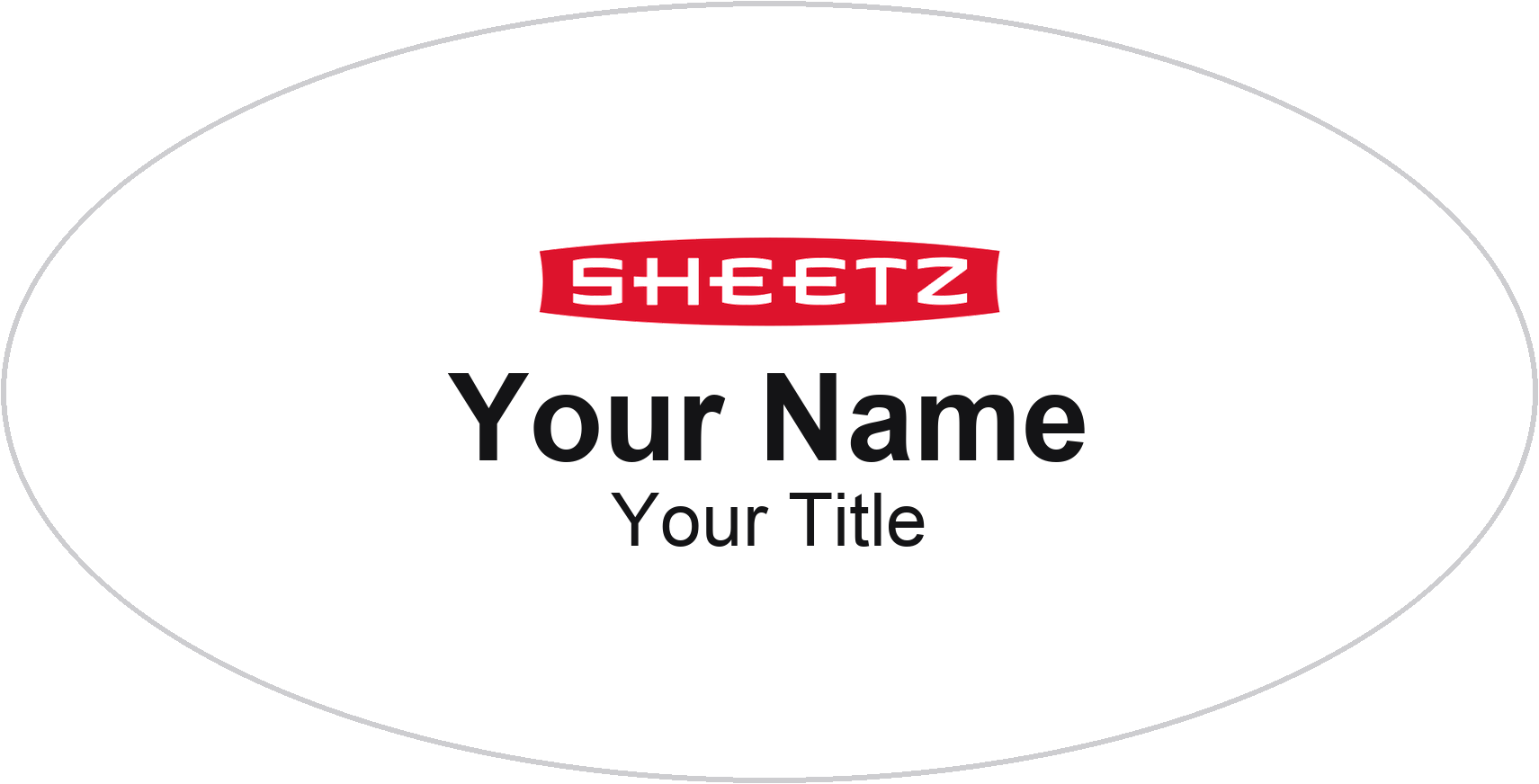 Sheetz Name Badge, White, No Border Oval 3" × 1.5"