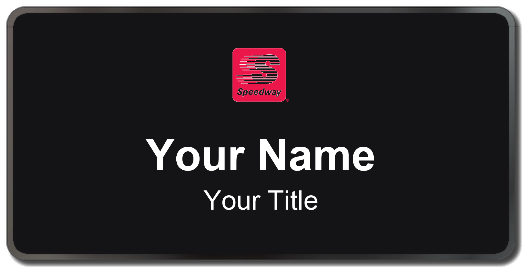 Speedway Name Badge, Black, Black Border 3" × 1.5"