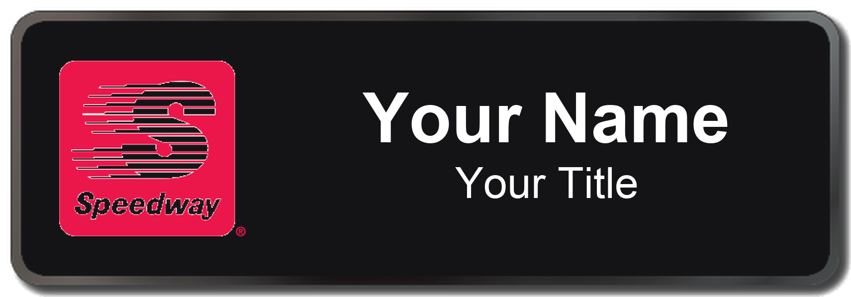 Speedway Name Badge, Black, Black Border 3" × 1"
