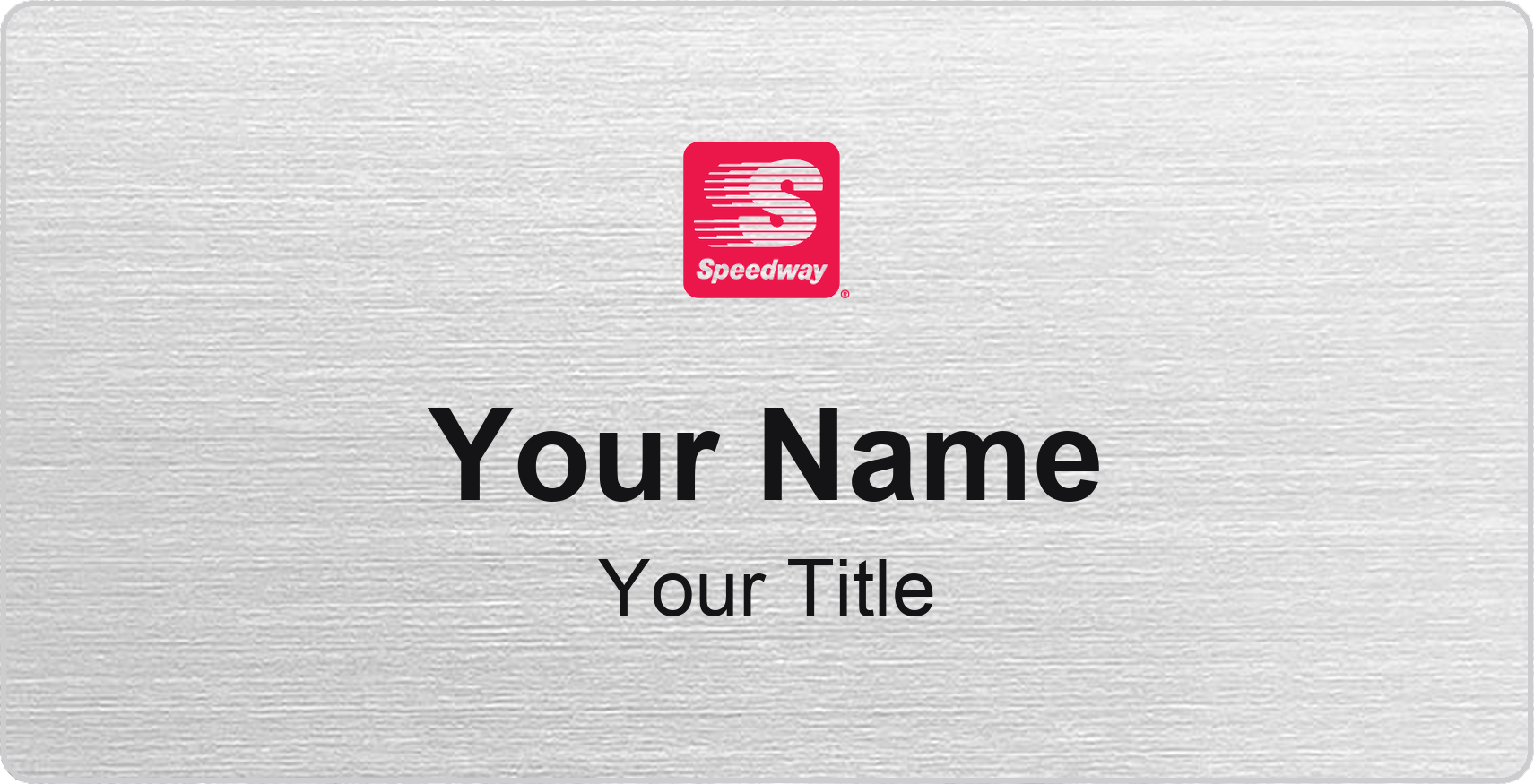 Speedway Name Badge, Silver Metallic, No Border 3" × 1.5"