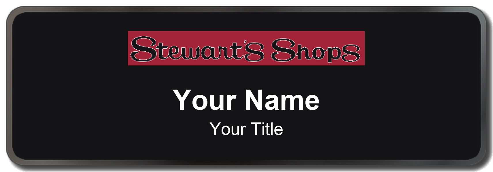 Stewart's Shops Name Badge, Black, Black Border 3" × 1"
