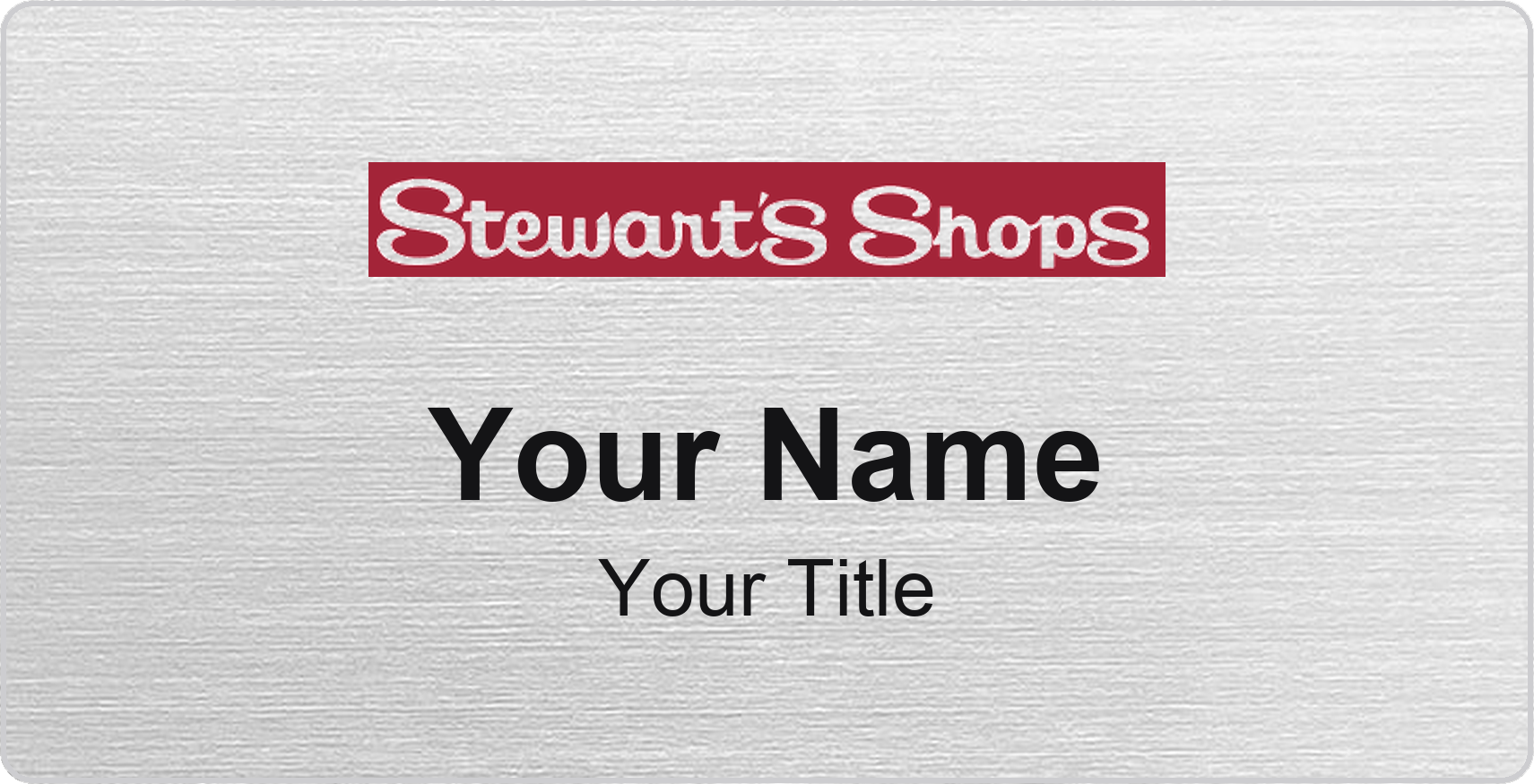 Stewart's Shops Name Badge, Silver Metallic, No Border 3" × 1.5"
