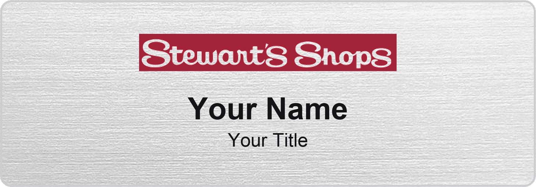 Stewart's Shops Name Badge, Silver Metallic, No Border 3" × 1"
