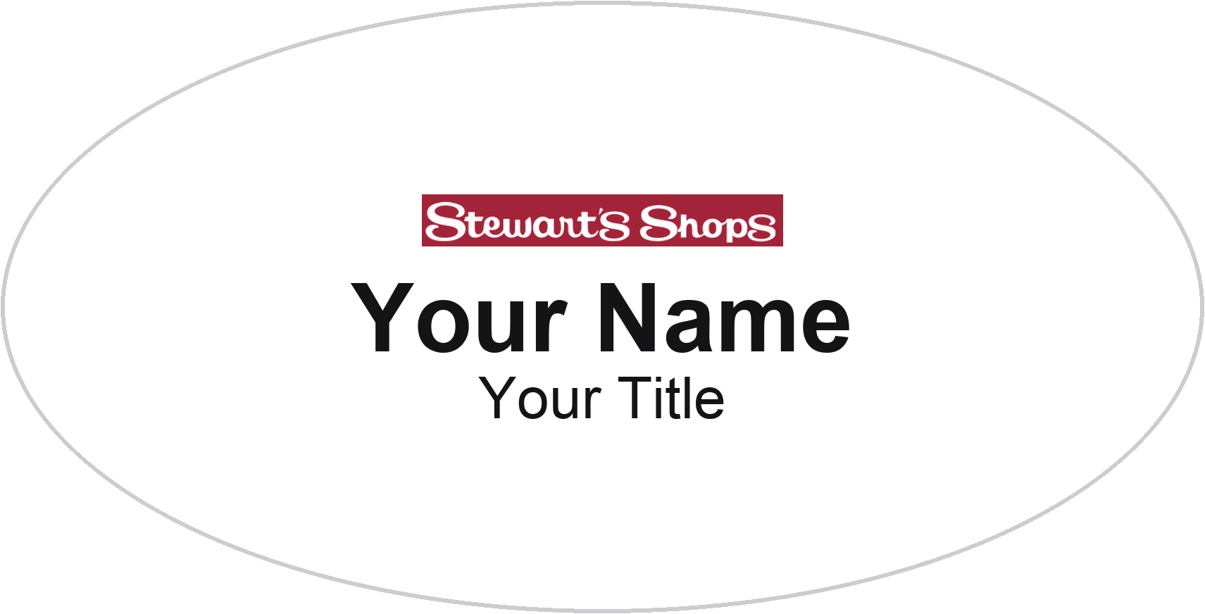 Stewart's Shops Name Badge, White, No Border Oval 3" × 1.5"