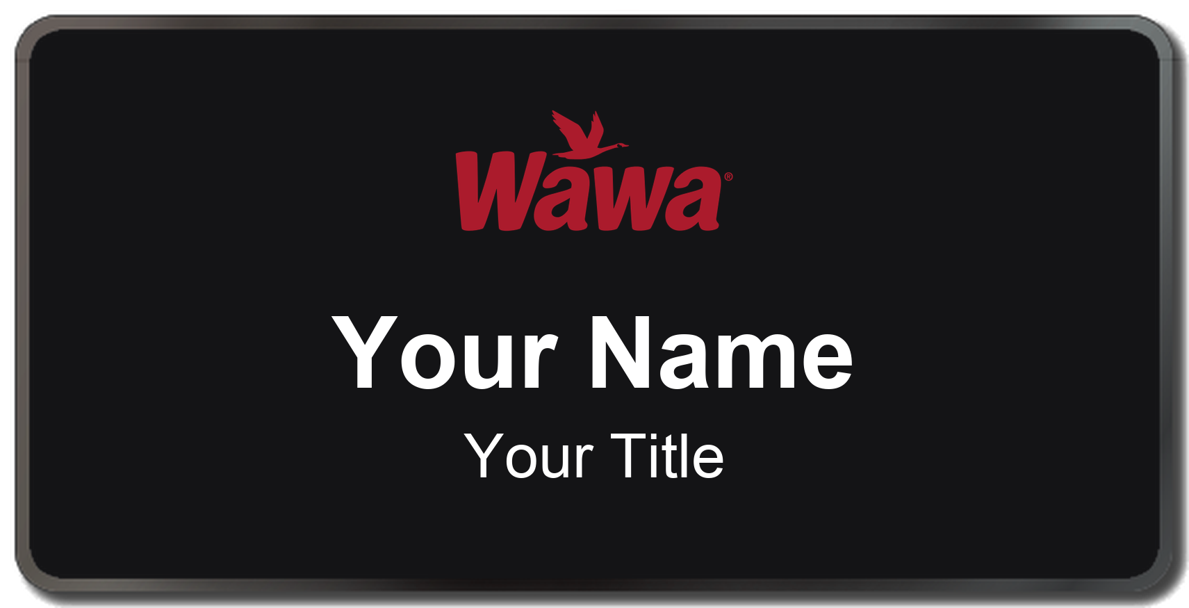 Wawa Name Badge, Black, Black Border 3" × 1.5"