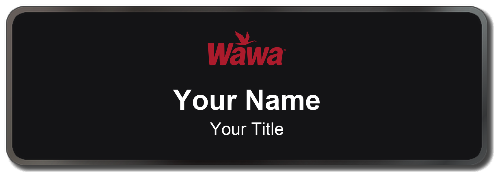 Wawa Name Badge, Black, Black Border 3" × 1"