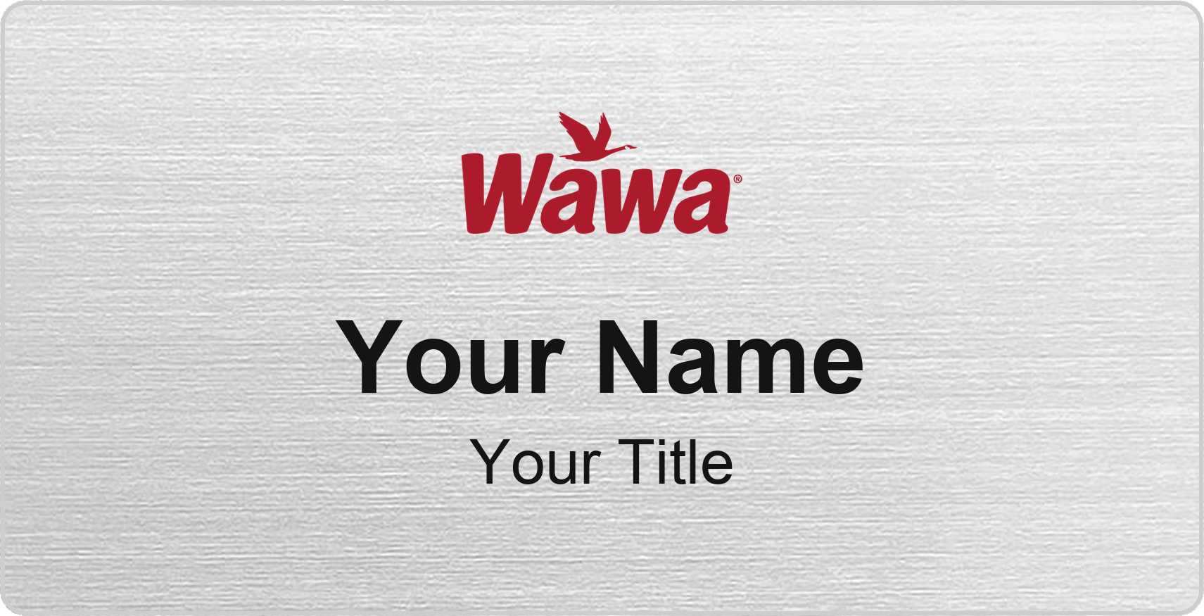 Wawa Name Badge, Silver Metallic, No Border 3" × 1.5"
