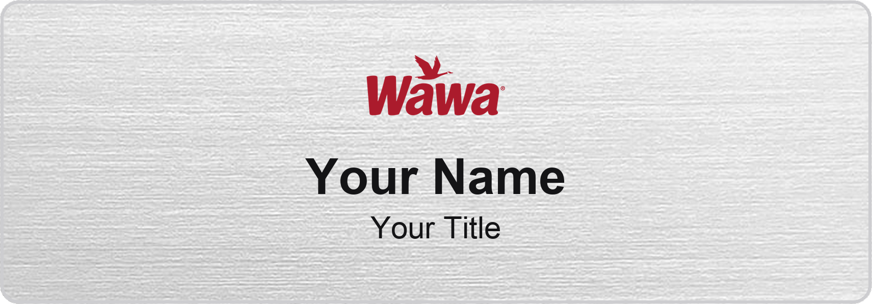 Wawa Name Badge, Silver Metallic, No Border 3" × 1"
