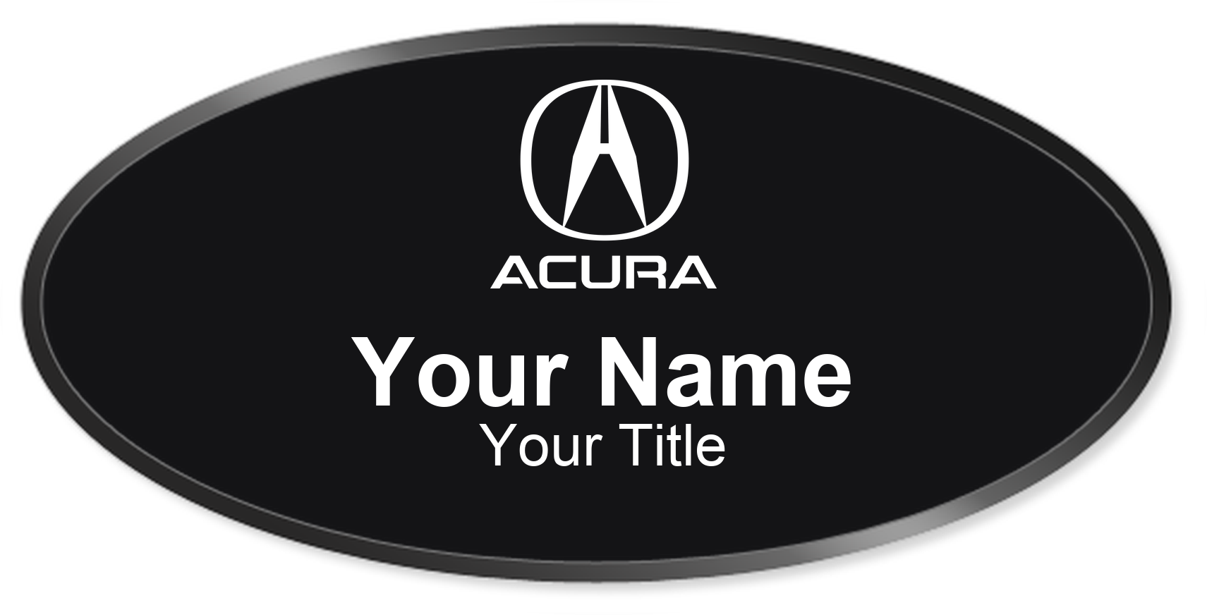 Acura Name Badge, Black, Black Border Oval 3" × 1.5"