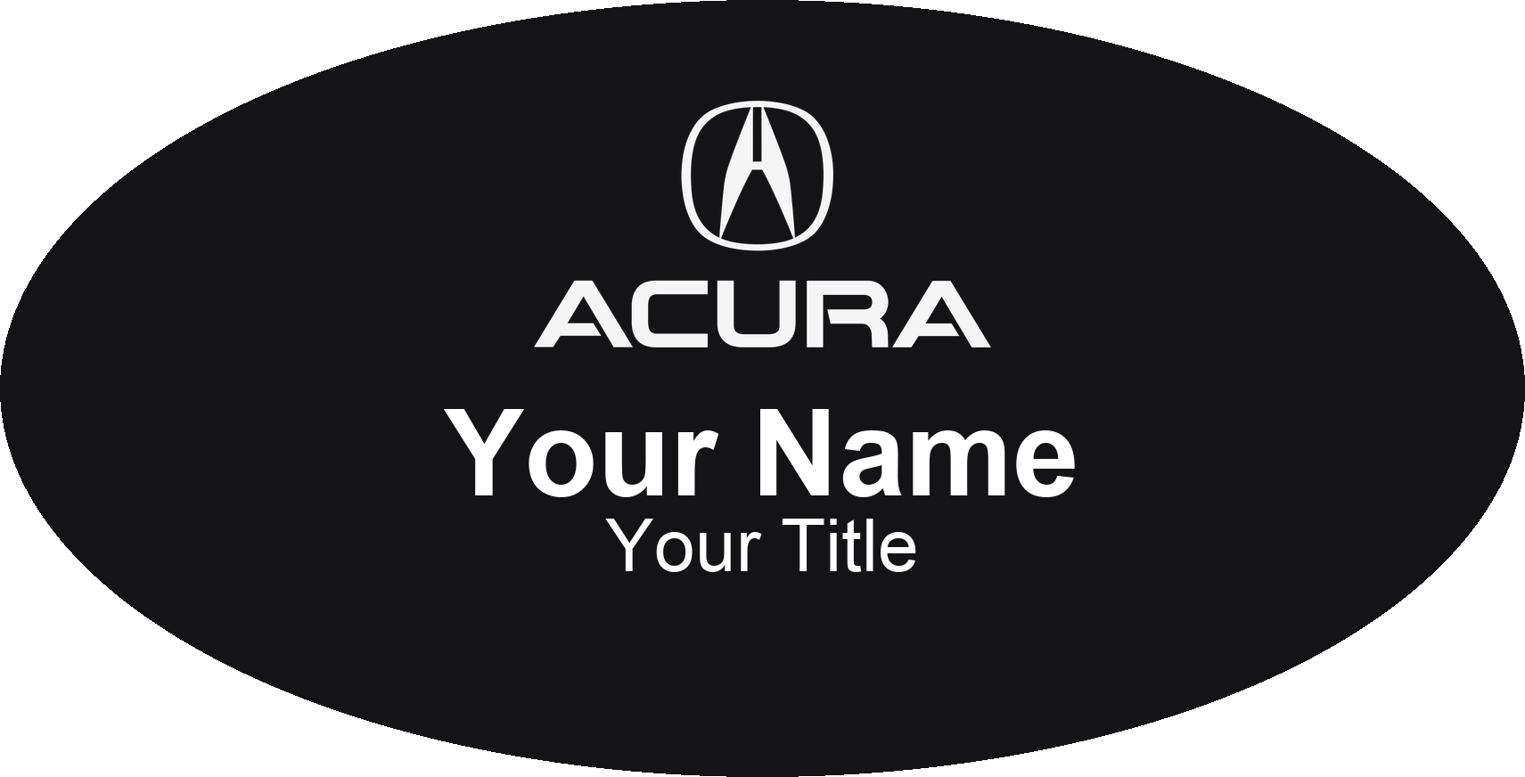 Acura dealership name badge Black, No Border
