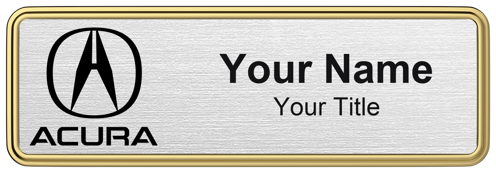 Acura Badge, Silver Metallic, Gold Border