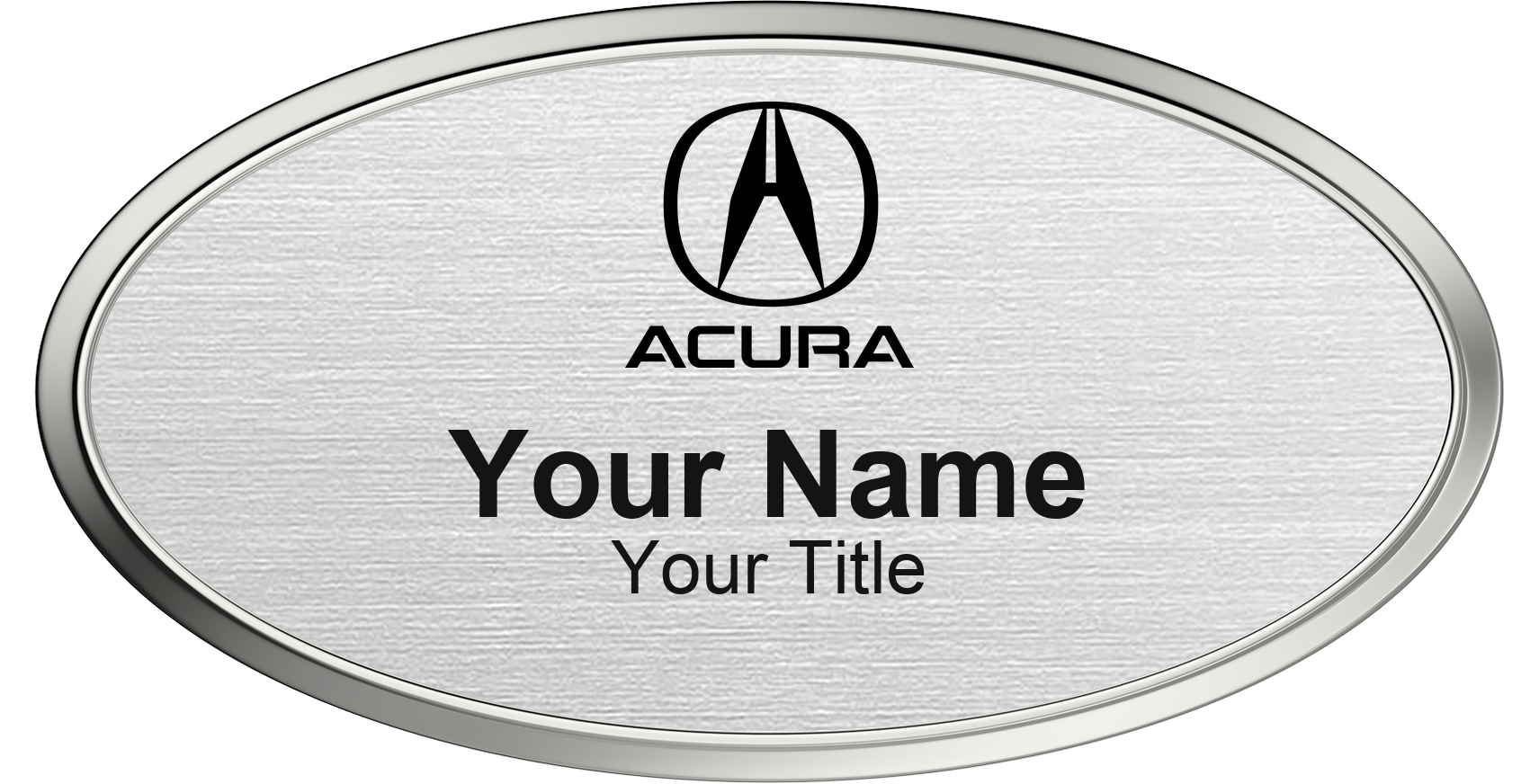 Acura dealership name badge Silver Metallic, Silver Border