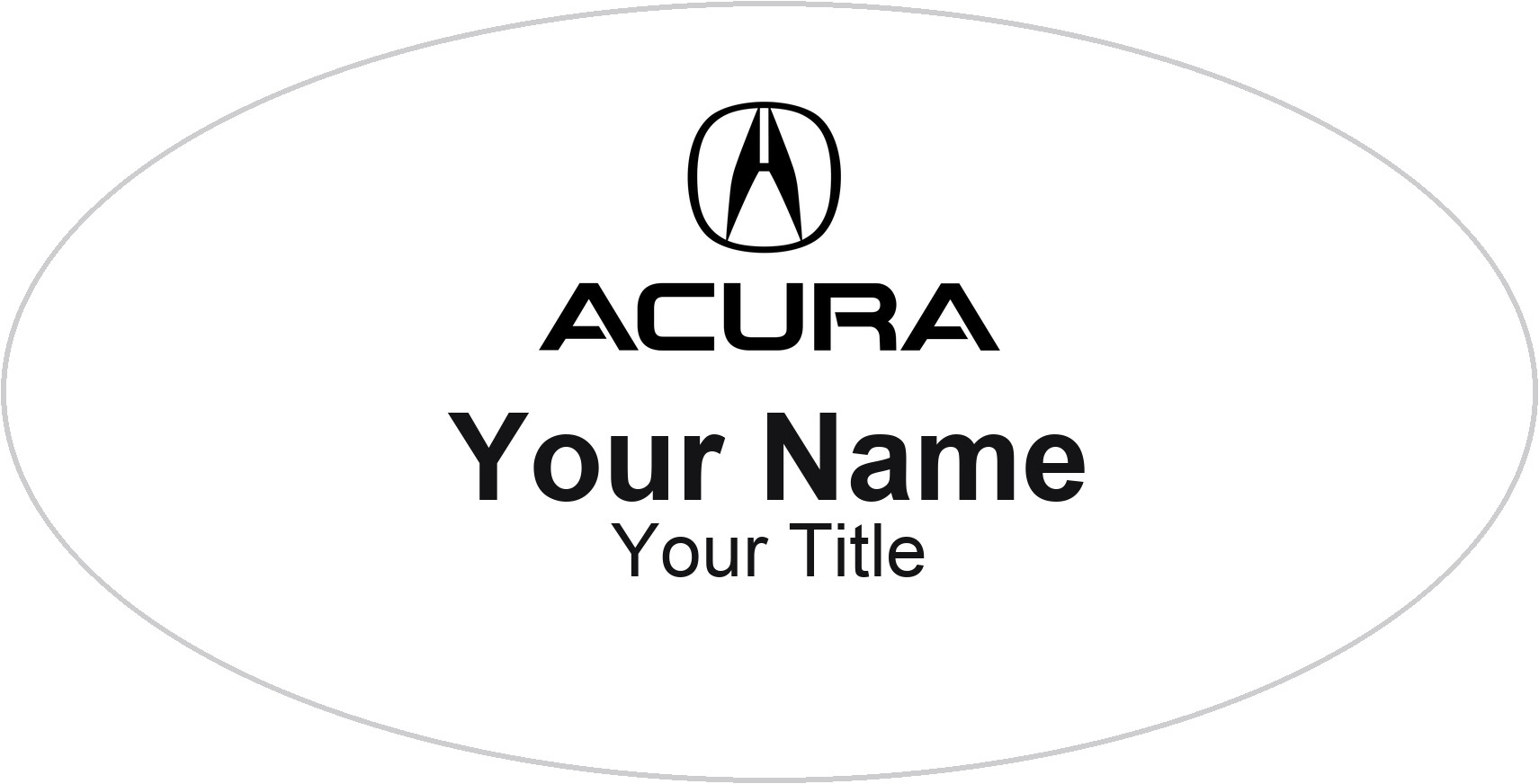 Acura dealership name badge White, No Border
