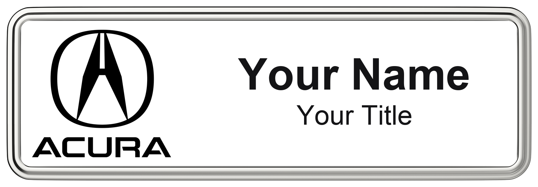 Acura Badge, White, Silver Border