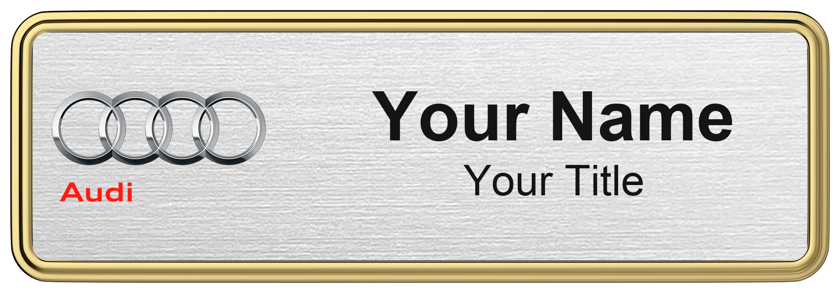Audi Badge, Silver Metallic, Gold Border