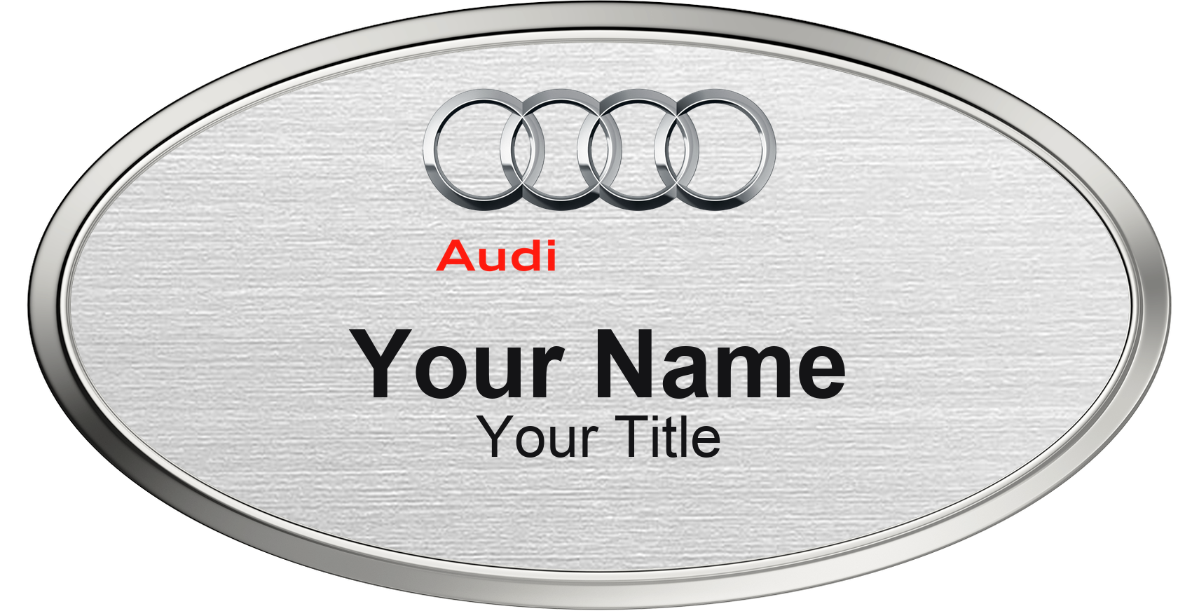 Audi dealership name badge Silver Metallic, Silver Border
