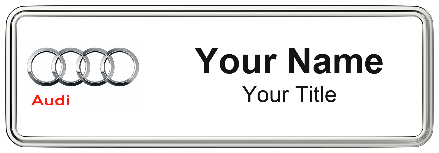 Audi Badge, White, Silver Border