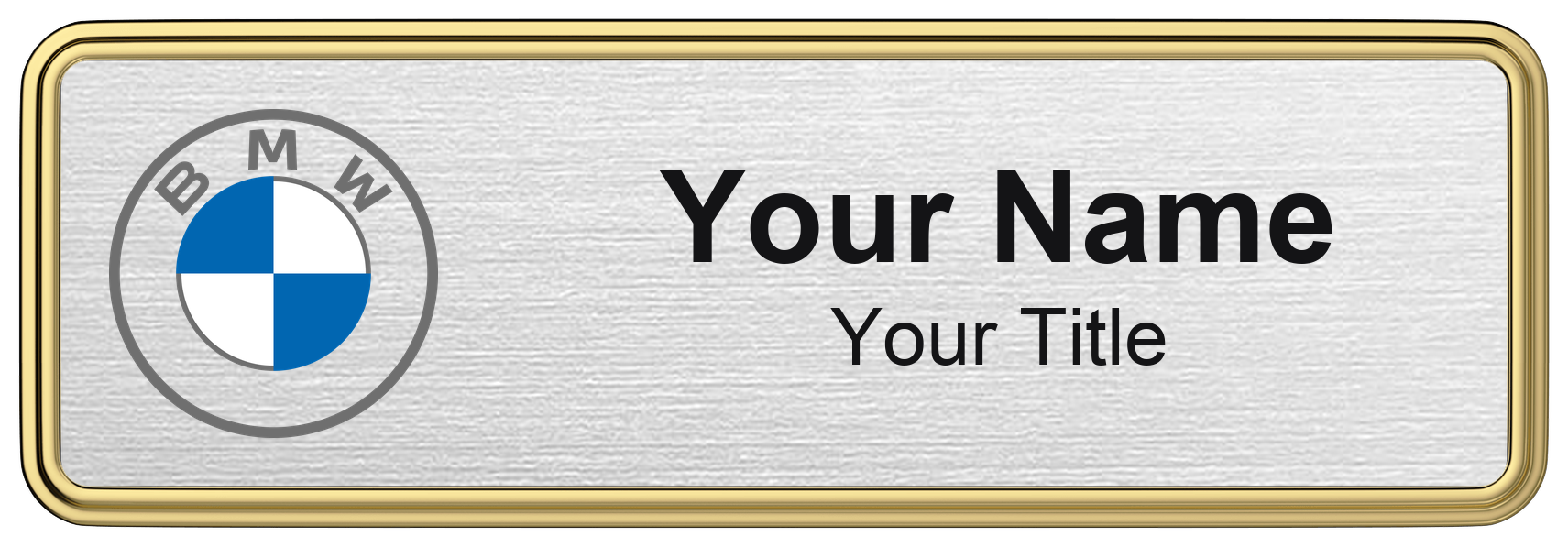 BMW Badge, Silver Metallic, Gold Border