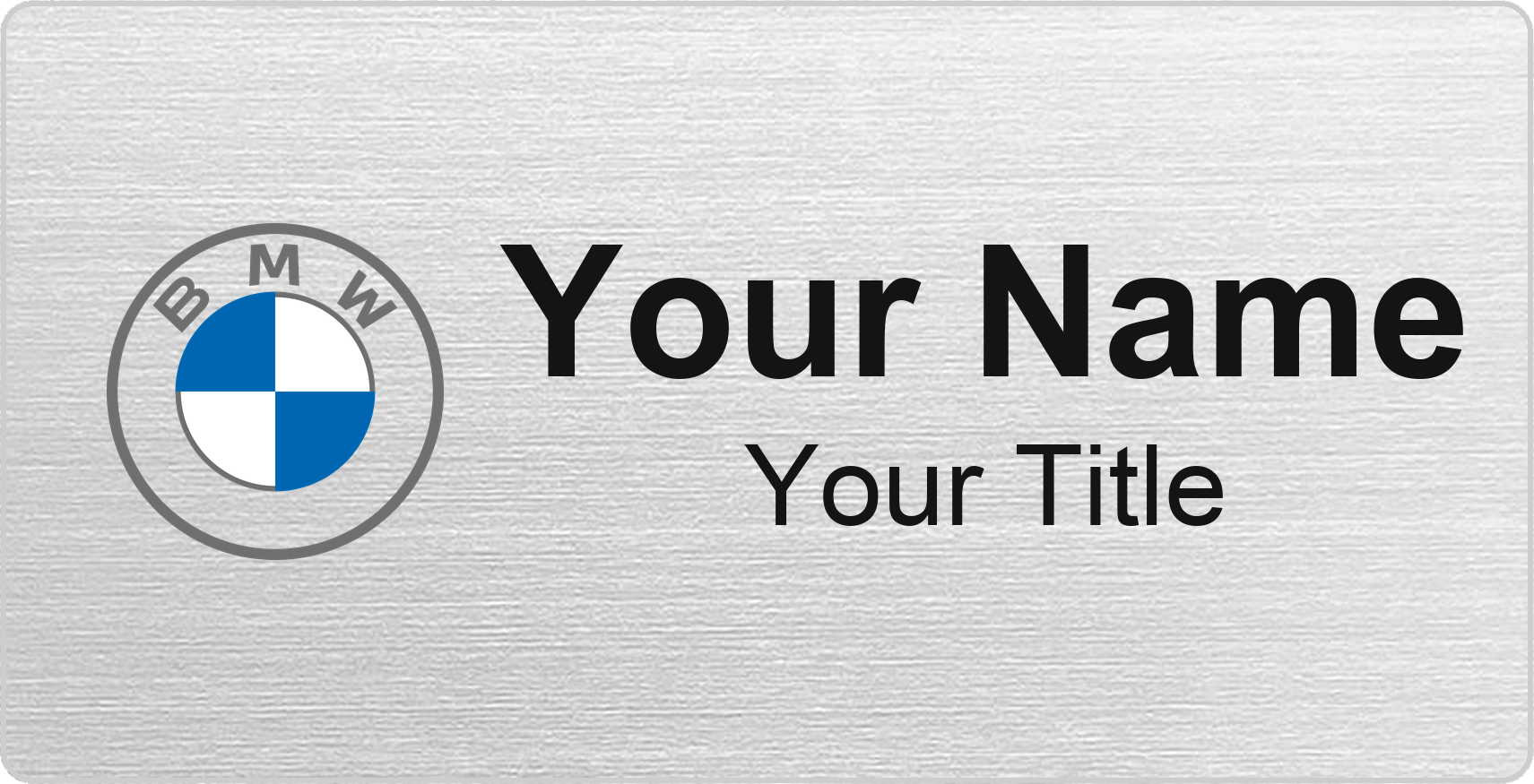 BMW dealership name badge Silver Metallic, No Border