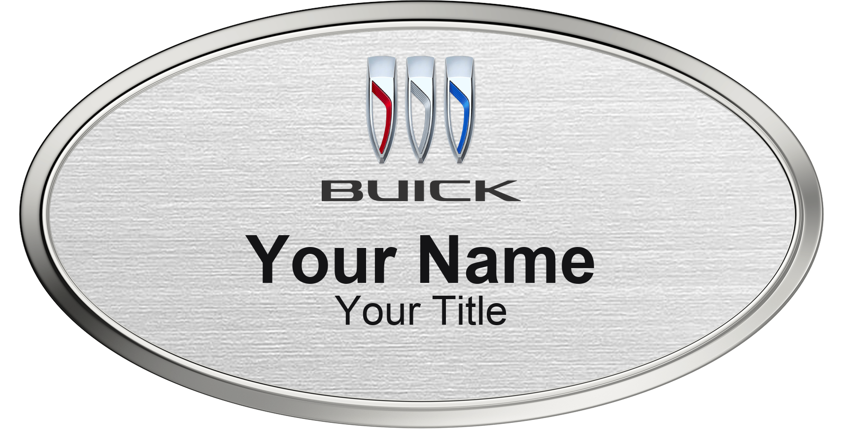Buick dealership name badge Silver Metallic, Silver Border