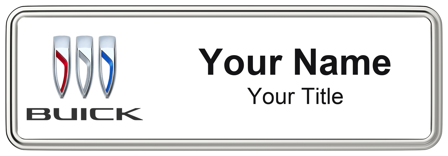 Buick Badge, White, Silver Border