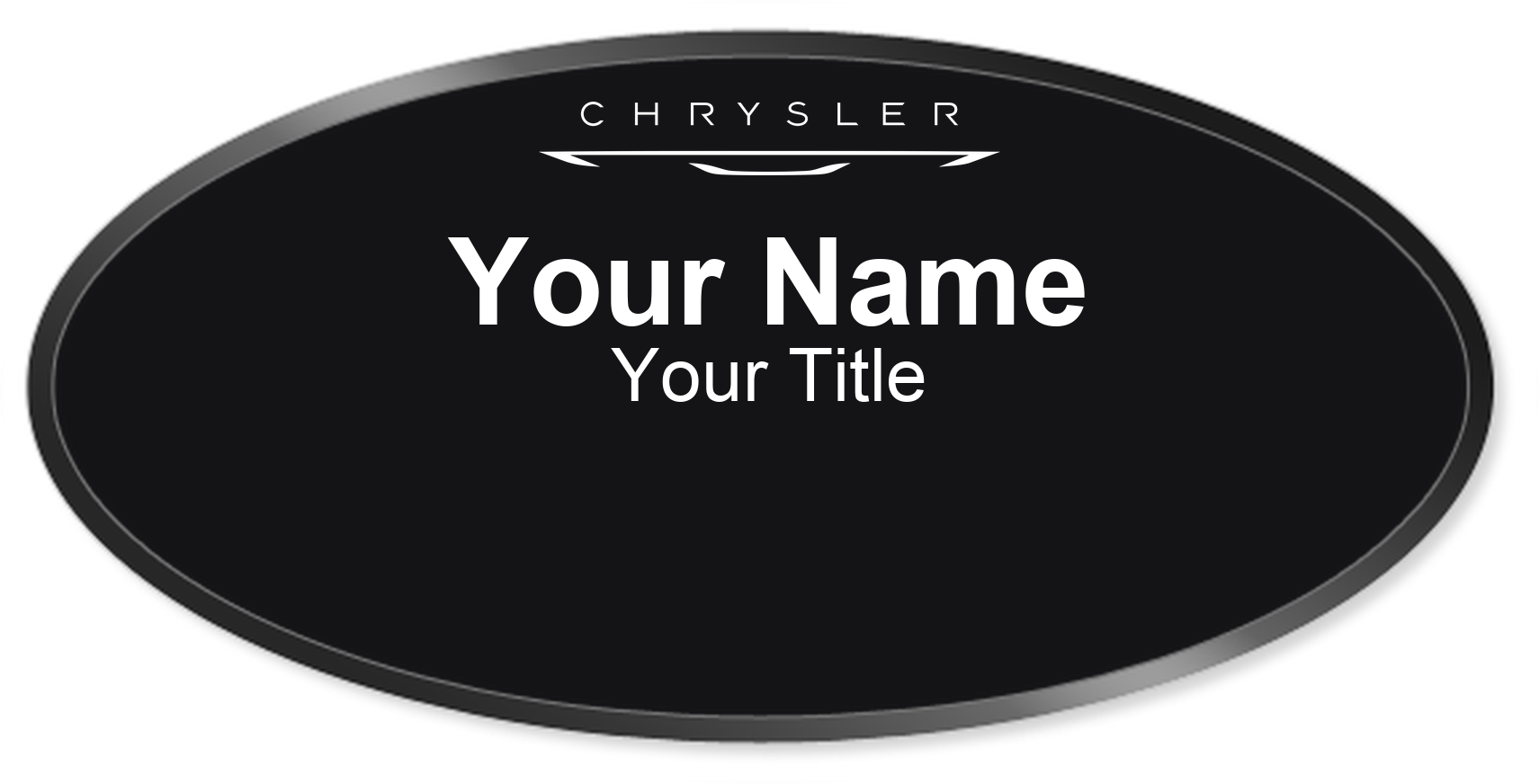 Chrysler dealership name badge Black, Black Border