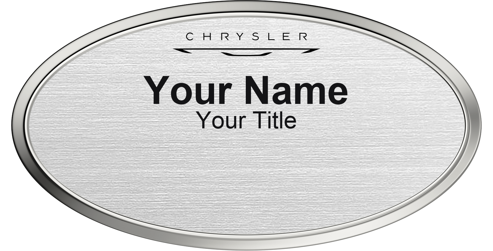 Chrysler dealership name badge Silver Metallic, Silver Border