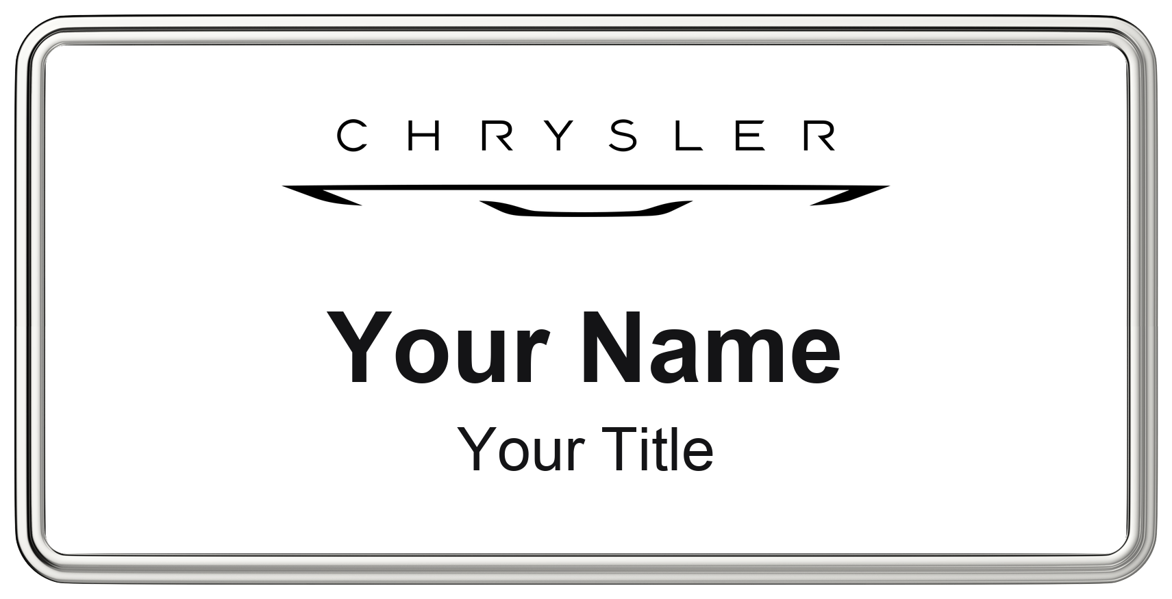 Chrysler Badge, White, Silver Border